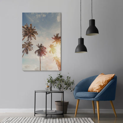 WHISPERING PALM LEAVES Vertical Canvas Print