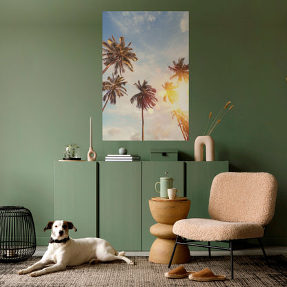 Poster verticale staccabile e attaccabile "FOGLIE DI PALMA SUSSURRANDE"