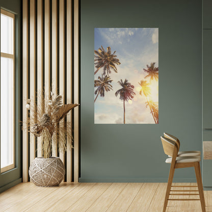 Poster verticale staccabile e attaccabile "FOGLIE DI PALMA SUSSURRANDE"