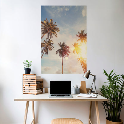 Poster verticale staccabile e attaccabile "FOGLIE DI PALMA SUSSURRANDE"