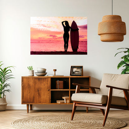 Poster orizzontale staccabile e attaccabile SUNSET SURF SPIRIT