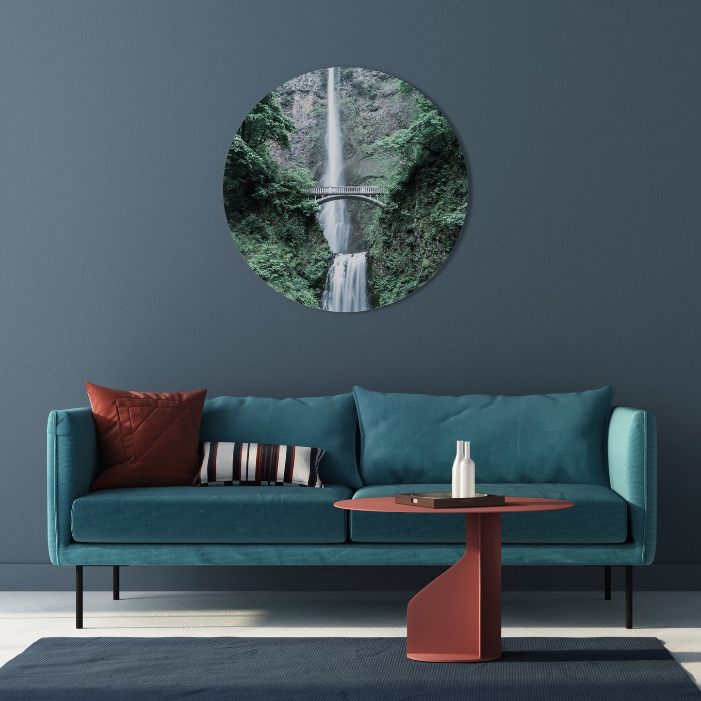 MYSTICAL WATERSCAPE BRIDGE Round Wall Art