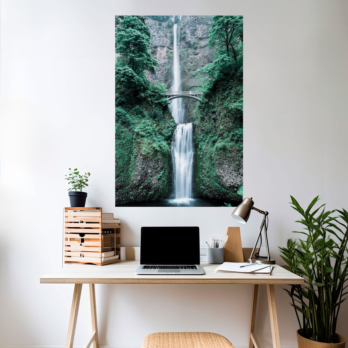 Poster verticale staccabile e attaccabile "MYSTICAL WATERSCAPE BRIDGE"