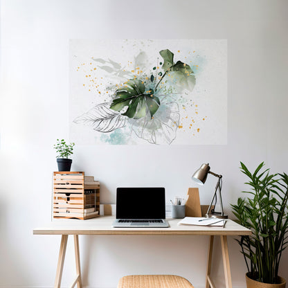 Poster orizzontale staccabile e attaccabile VIVID LEAF SYMPHONY