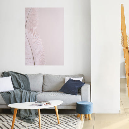 Poster verticale staccabile e attaccabile "WHISPERING PINK FEATHERS"