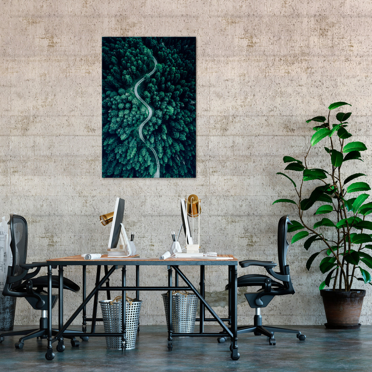 FORESTED SERPENTINE ROUTE Vertical Canvas Print