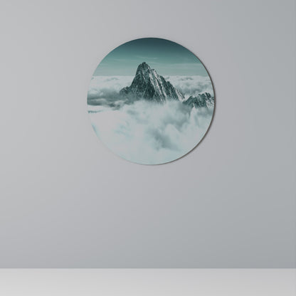 CLOUD-KISSED PEAK Round Wall Art