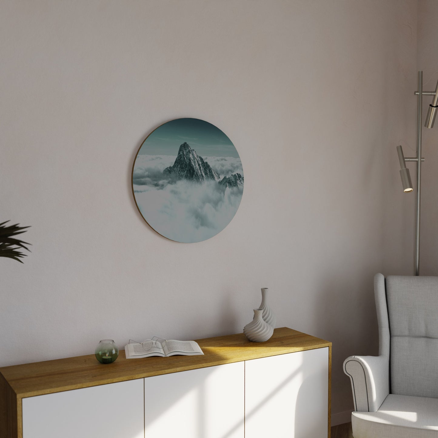 CLOUD-KISSED PEAK Round Wall Art