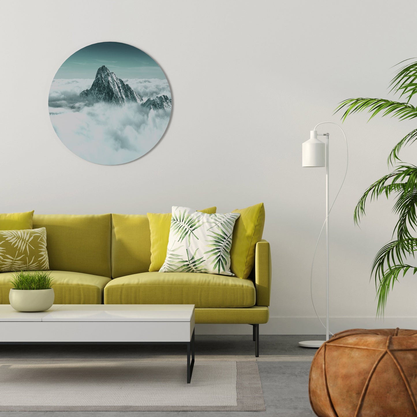 CLOUD-KISSED PEAK Round Wall Art