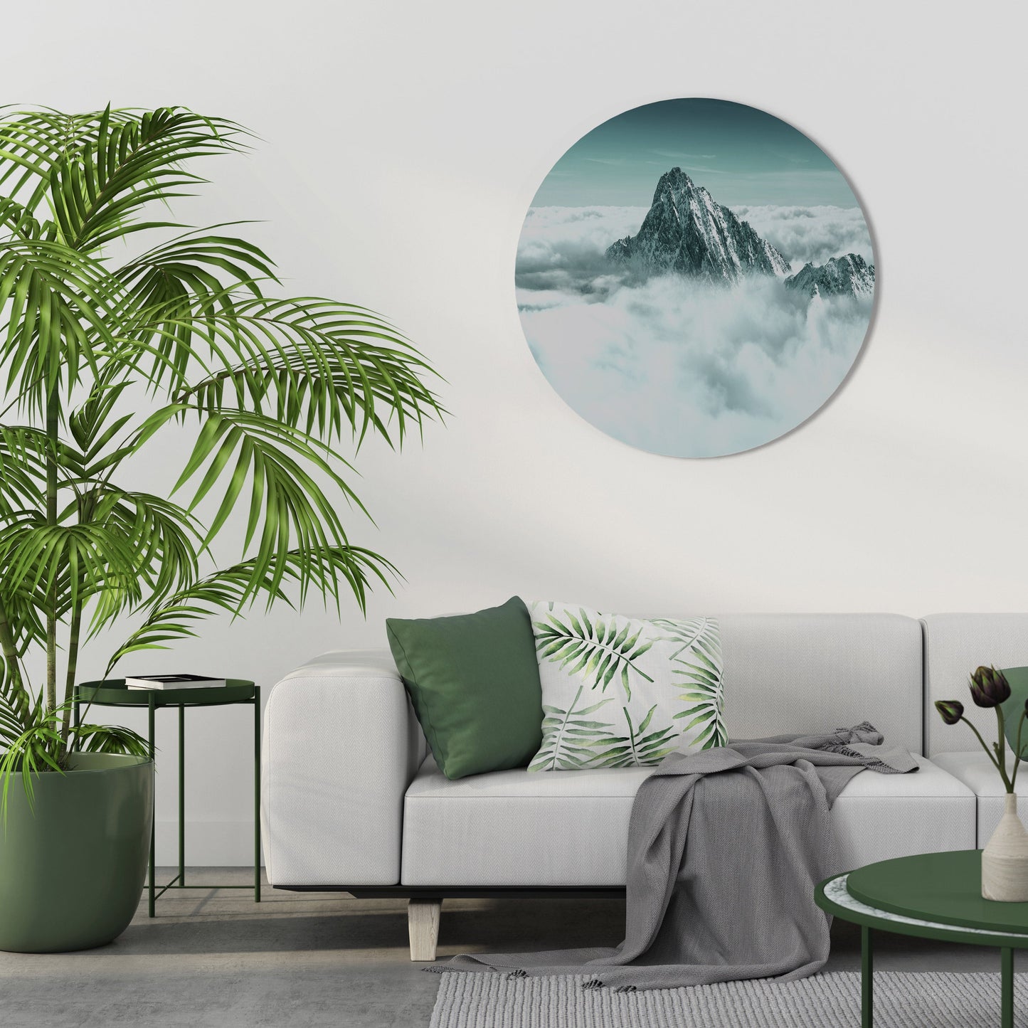 CLOUD-KISSED PEAK Round Wall Art