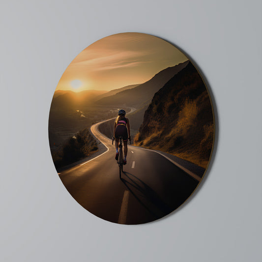 RIDE INTO GOLD Round Wall Art