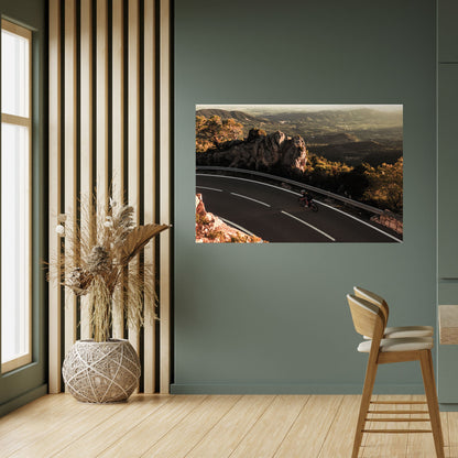 Poster orizzontale staccabile e attaccabile "GIRO SU STRADA DI MONTAGNA"