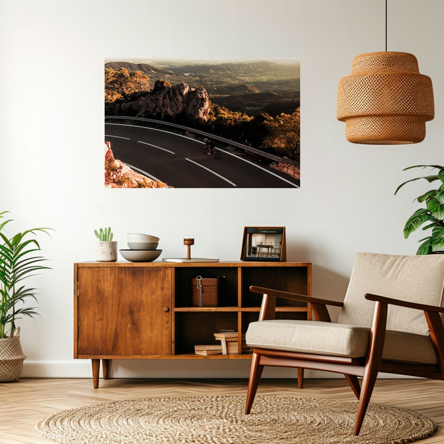 Poster orizzontale staccabile e attaccabile "GIRO SU STRADA DI MONTAGNA"
