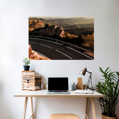 Poster orizzontale staccabile e attaccabile "GIRO SU STRADA DI MONTAGNA"