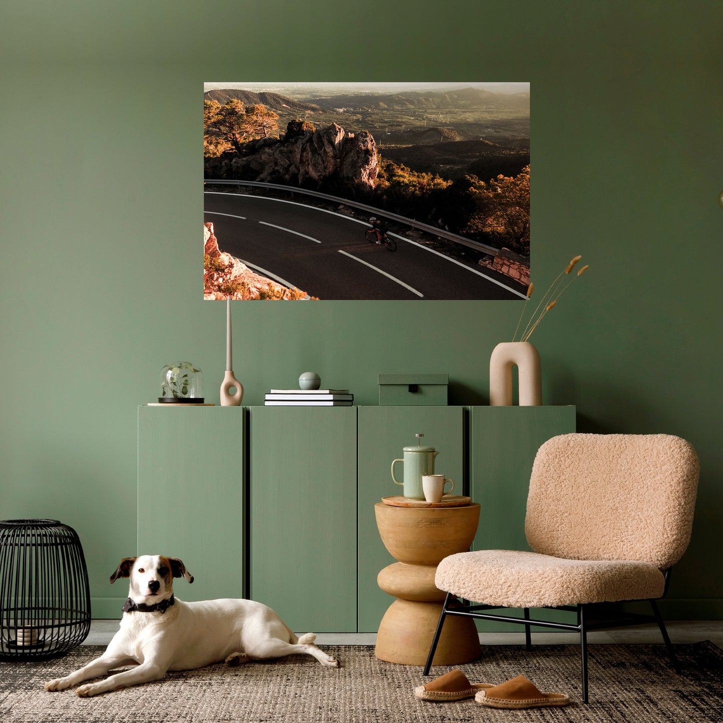 Poster orizzontale staccabile e attaccabile "GIRO SU STRADA DI MONTAGNA"
