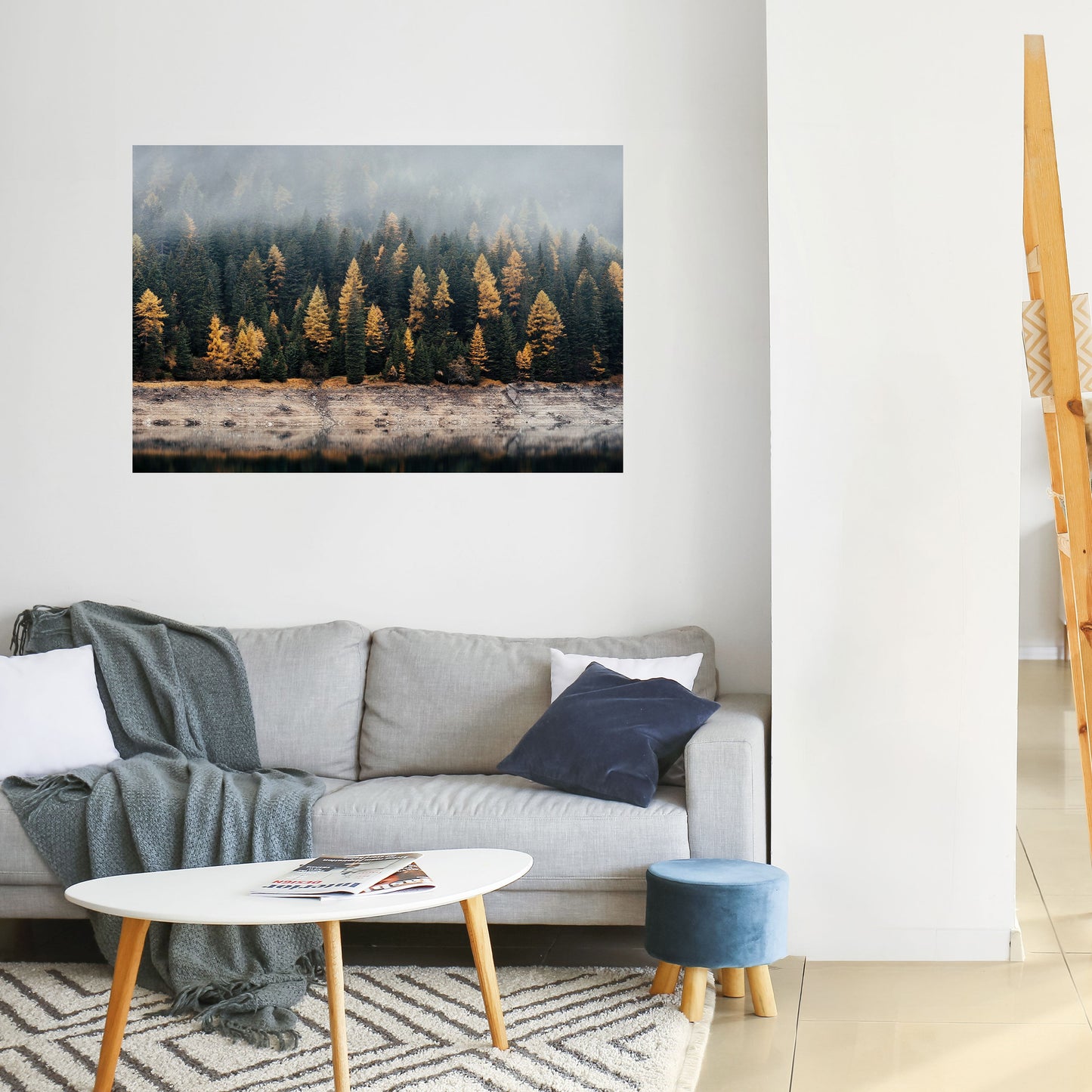 ALBERI DORATI NELLA NEBBIA Poster orizzontale staccabile e attaccabile