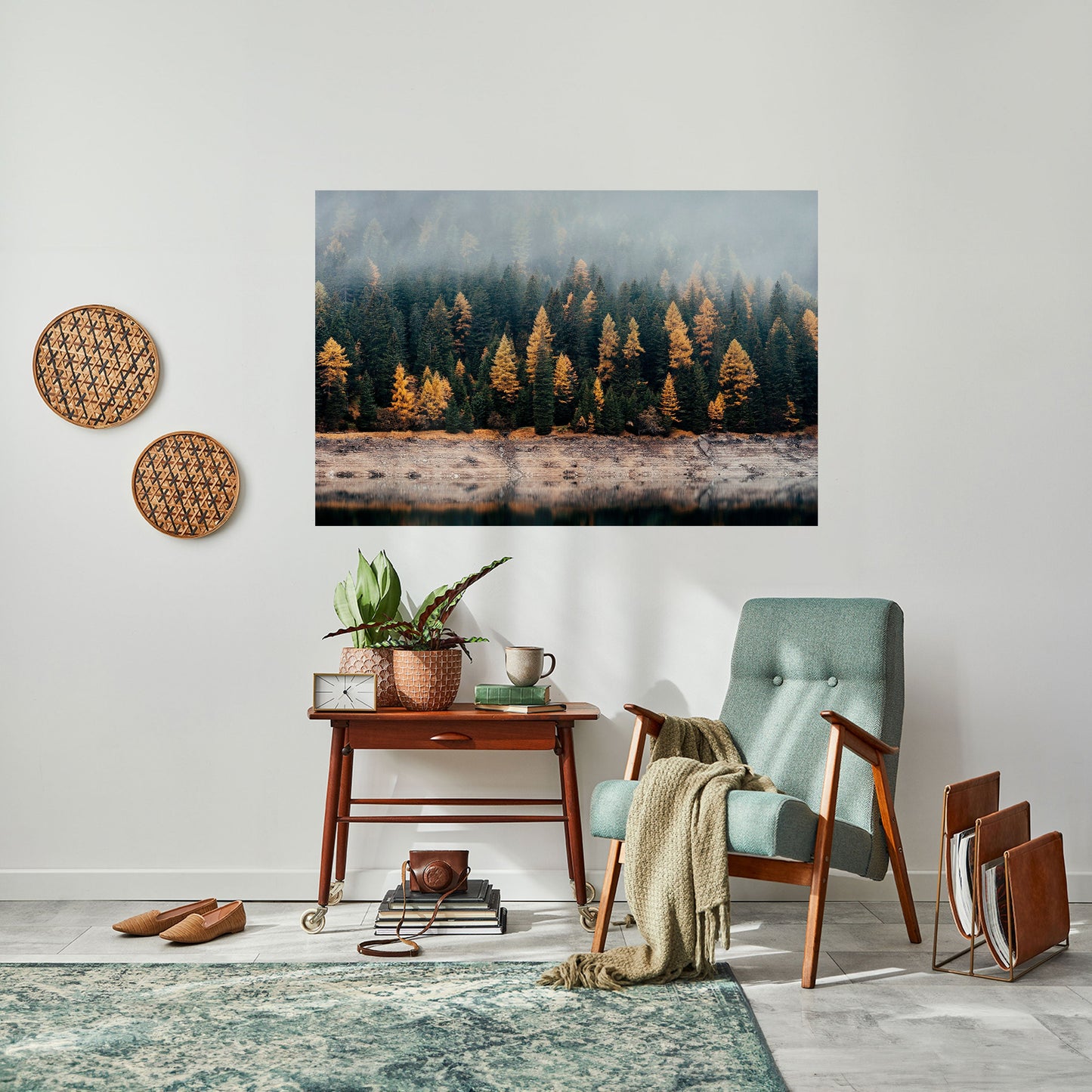 ALBERI DORATI NELLA NEBBIA Poster orizzontale staccabile e attaccabile