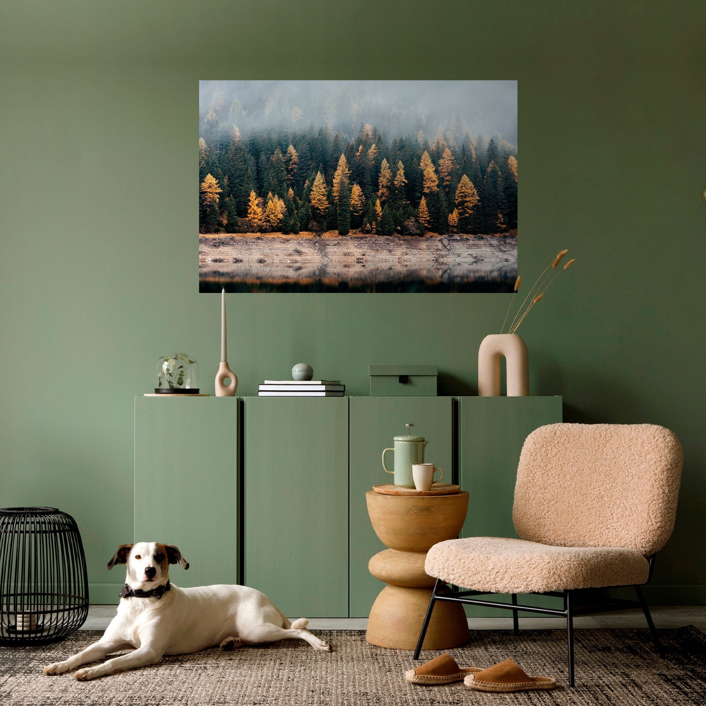 ALBERI DORATI NELLA NEBBIA Poster orizzontale staccabile e attaccabile