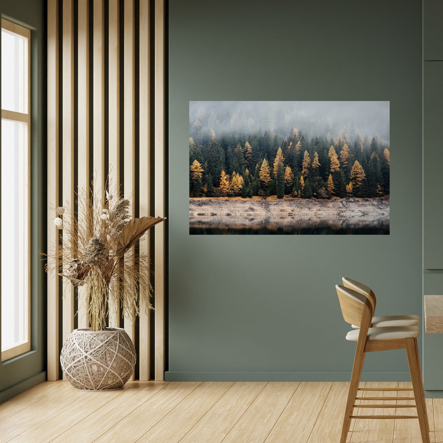 ALBERI DORATI NELLA NEBBIA Poster orizzontale staccabile e attaccabile