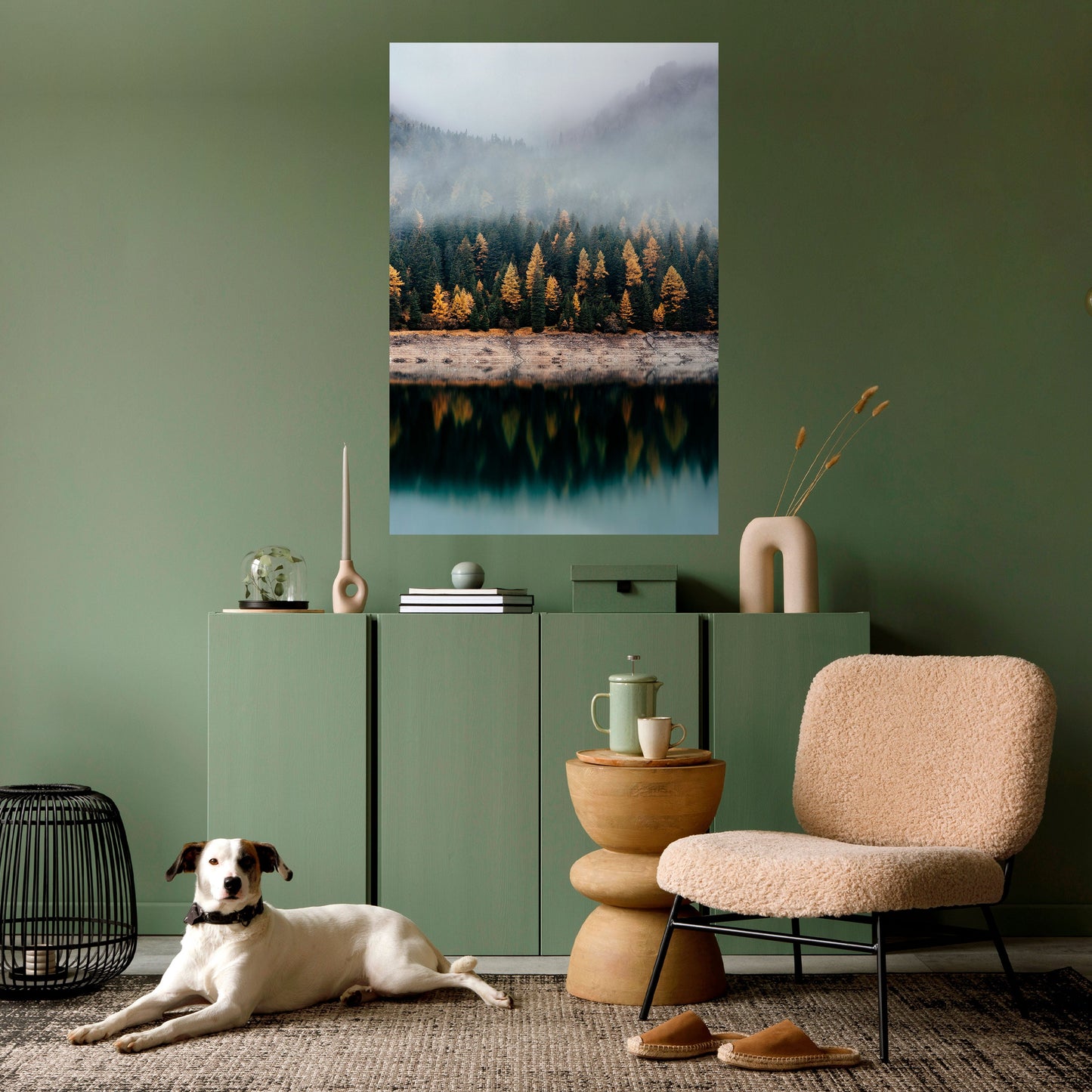 ALBERI DORATI NELLA NEBBIA Poster verticale staccabile e attaccabile