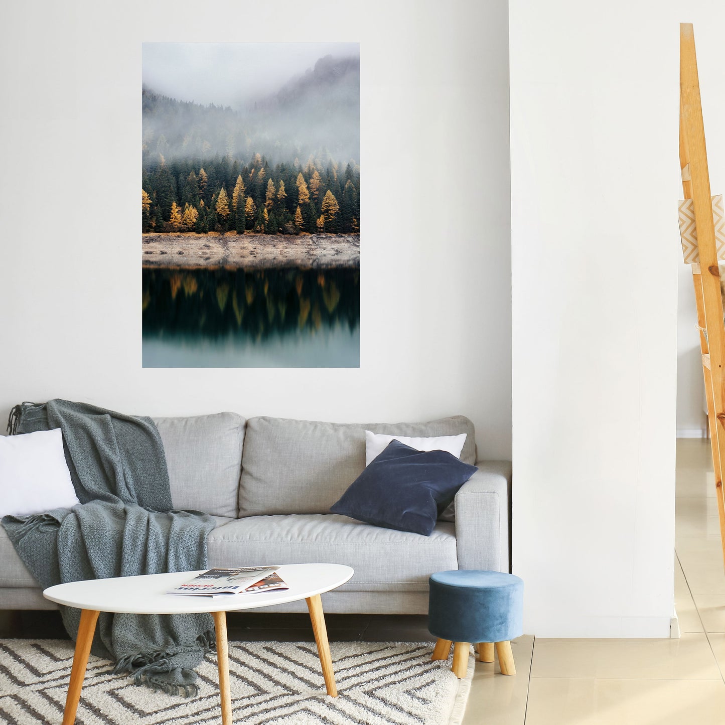 ALBERI DORATI NELLA NEBBIA Poster verticale staccabile e attaccabile