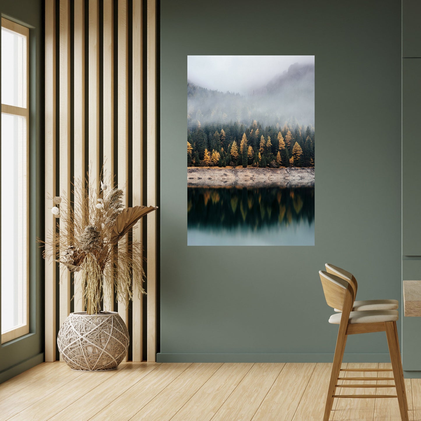 ALBERI DORATI NELLA NEBBIA Poster verticale staccabile e attaccabile
