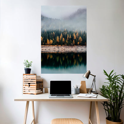 ALBERI DORATI NELLA NEBBIA Poster verticale staccabile e attaccabile