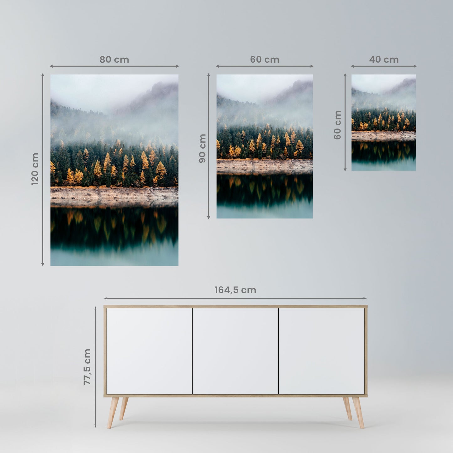 ALBERI DORATI NELLA NEBBIA Poster verticale staccabile e attaccabile