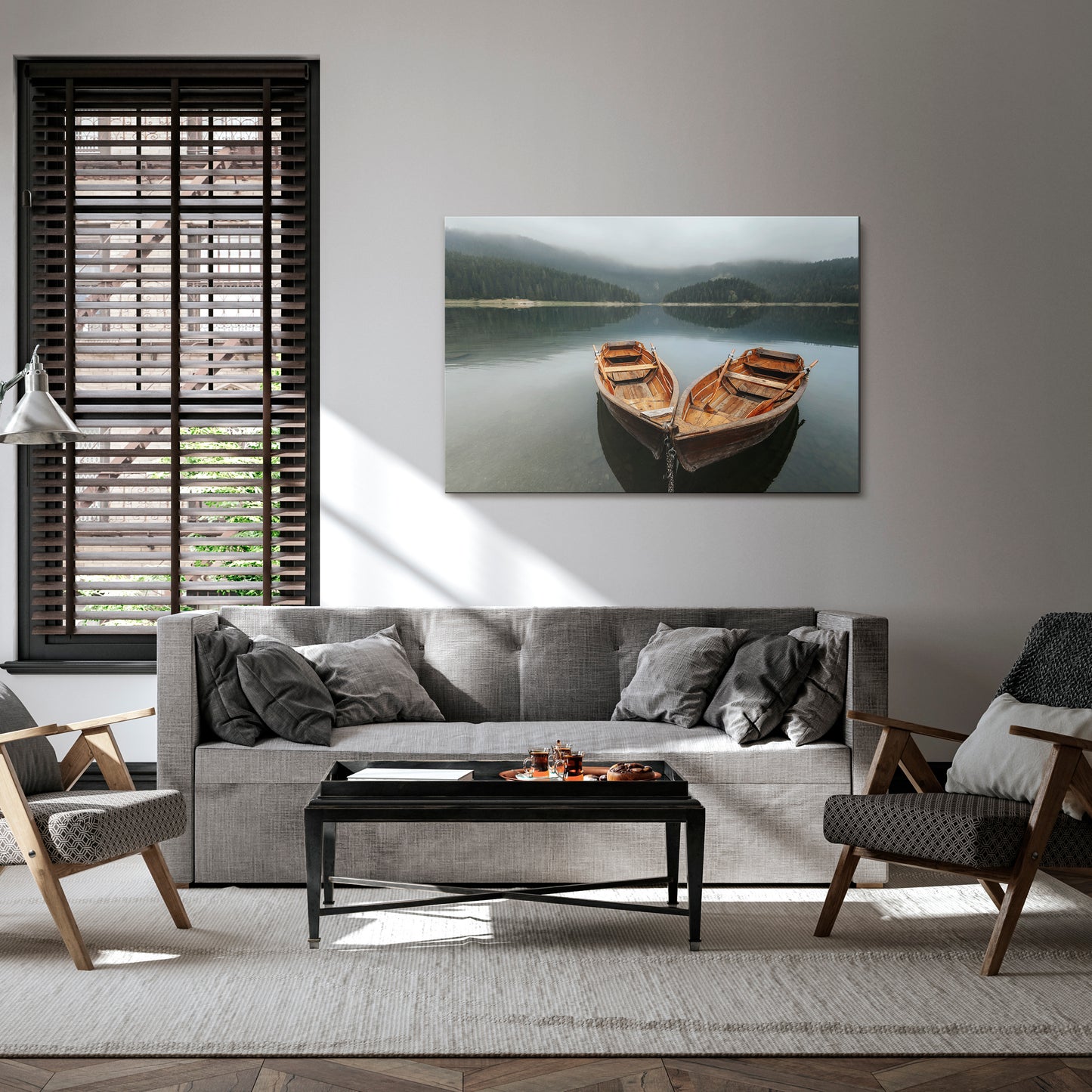 HARMONY OF BOATS Stampa su tela orizzontale