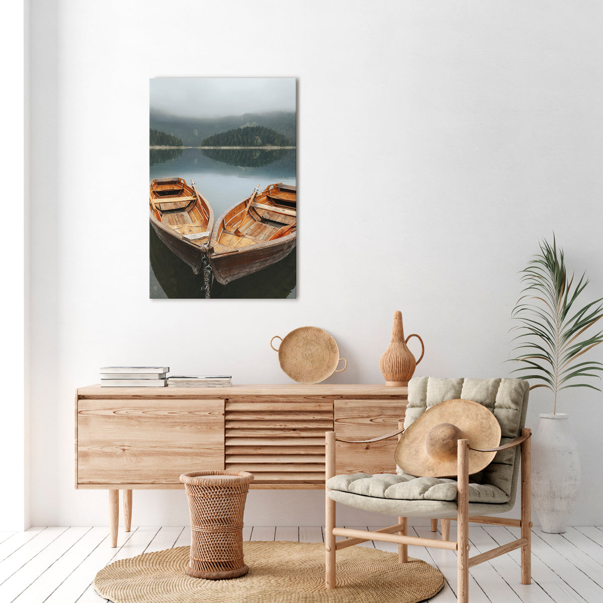 HARMONY OF BOATS Vertical Canvas Print