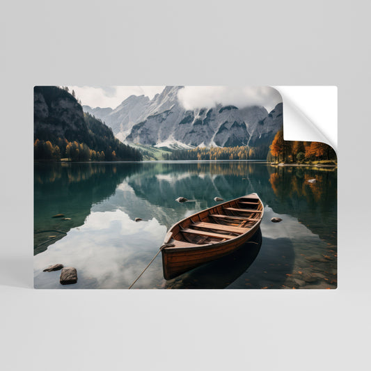 RIFLESSI SUL PIANO DELLA MONTAGNA Poster orizzontale staccabile e attaccabile