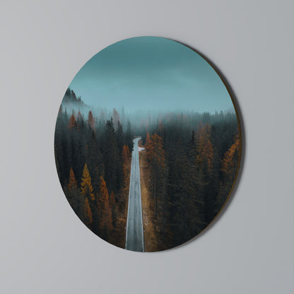SERENE ROADWAY ESCAPE Round Wall Art