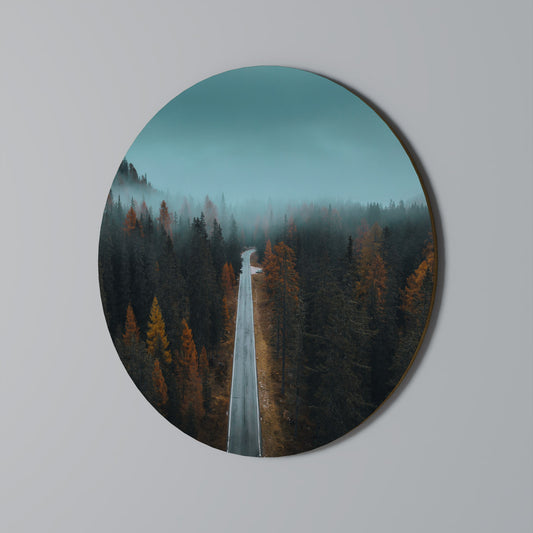 SERENE ROADWAY ESCAPE Round Wall Art