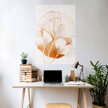 Poster verticale staccabile e attaccabile GOLDEN GINKGO DREAMS