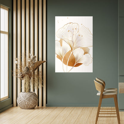 Poster verticale staccabile e attaccabile GOLDEN GINKGO DREAMS