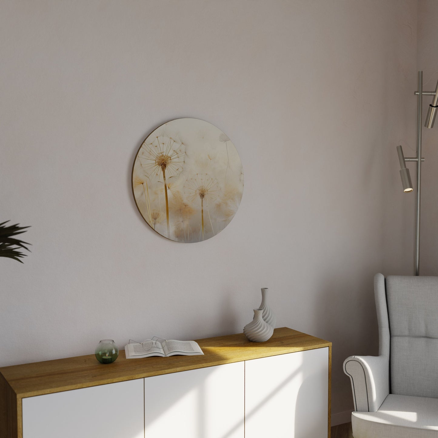 DREAMY DANDELION FIELDS Round Wall Art