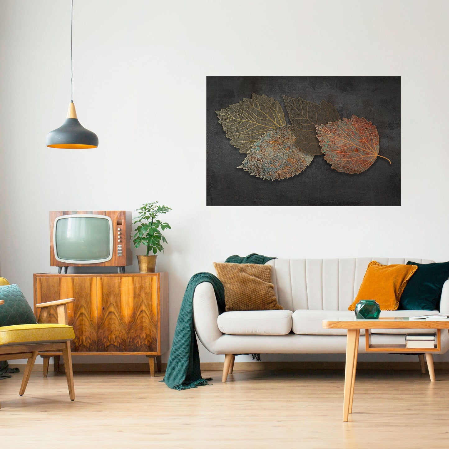 FOGLIAME IN PRIMO PIANO Poster orizzontale staccabile e attaccabile