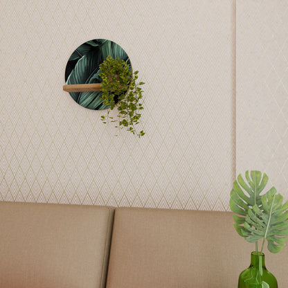 LEAFY ELEGANCE Mensola rotonda per opere d'arte in effetto rovere