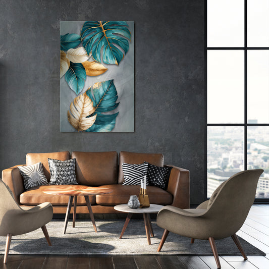ELEGANCE IN LEAVES Vertical Canvas Print
