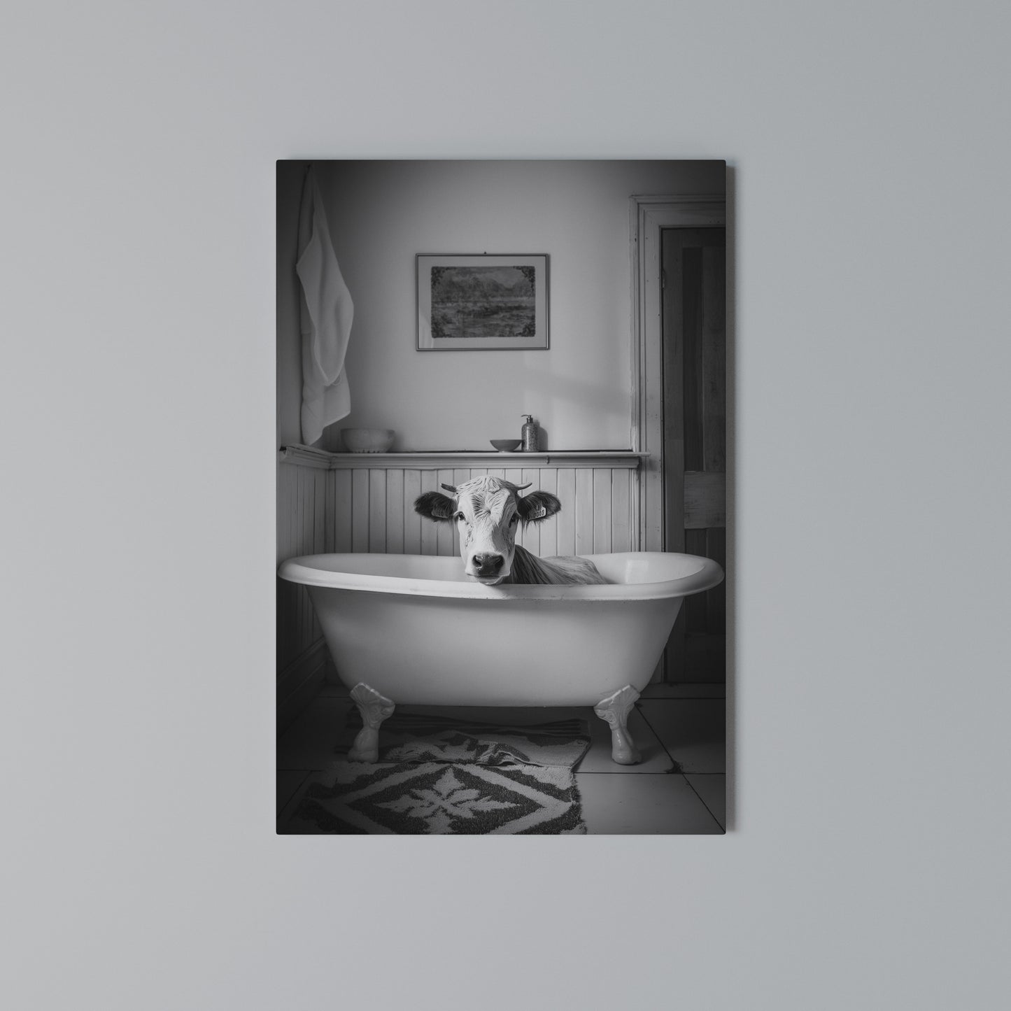 COW IN RELAXATION Vertical Canvas Print