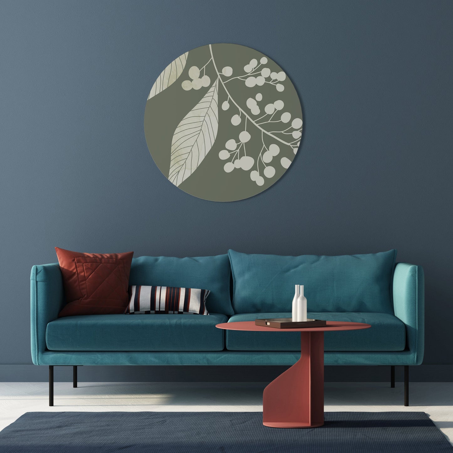 SERENE LEAFY FANTASIES Round Wall Art