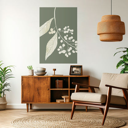 Poster verticale staccabile e attaccabile SERENE LEAFY FANTASIES