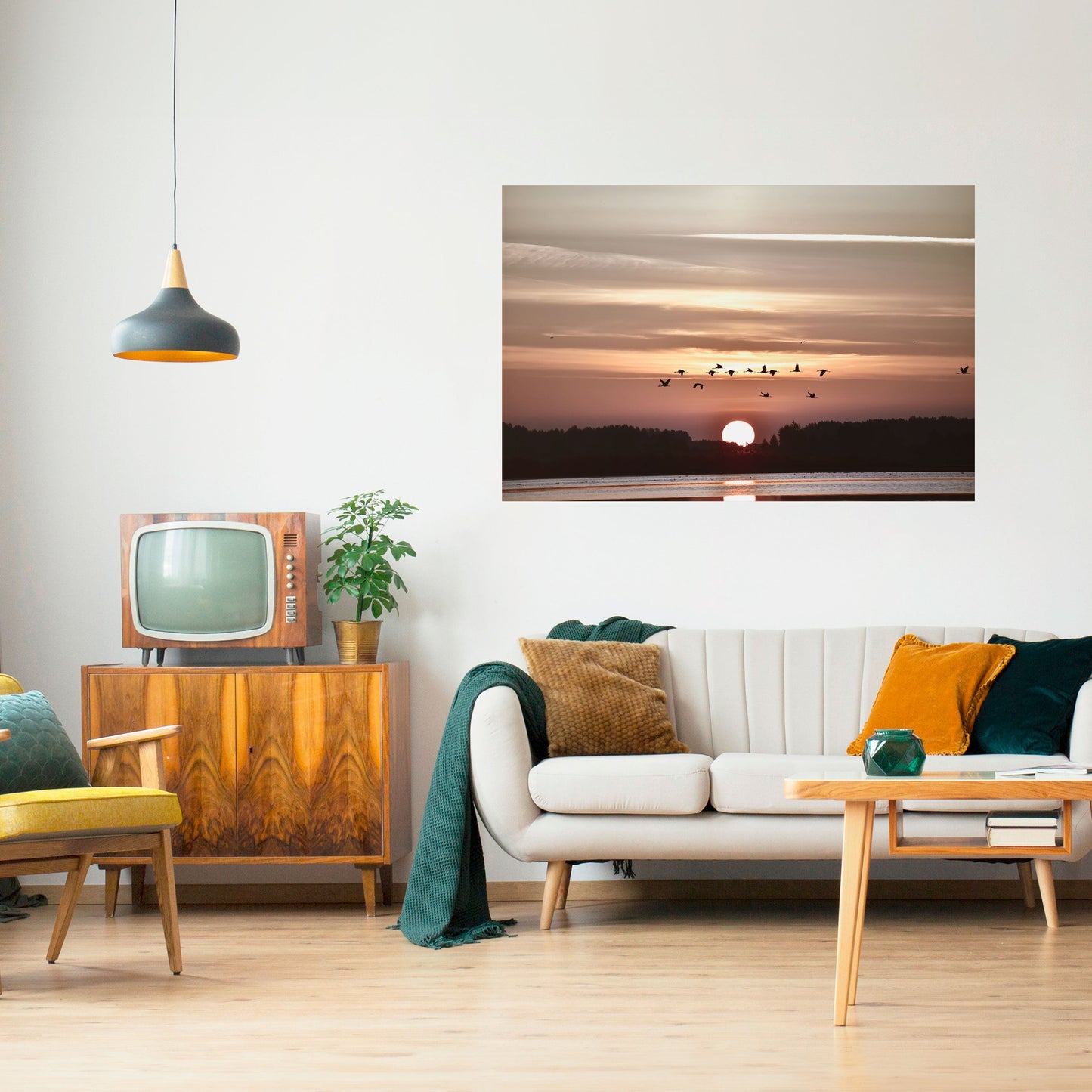 SUNSET FLIGHT SYMPHONY Poster orizzontale staccabile e attaccabile