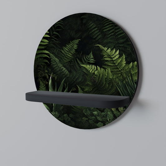 FERN SECRETS Round Art Shelf In Black Finish