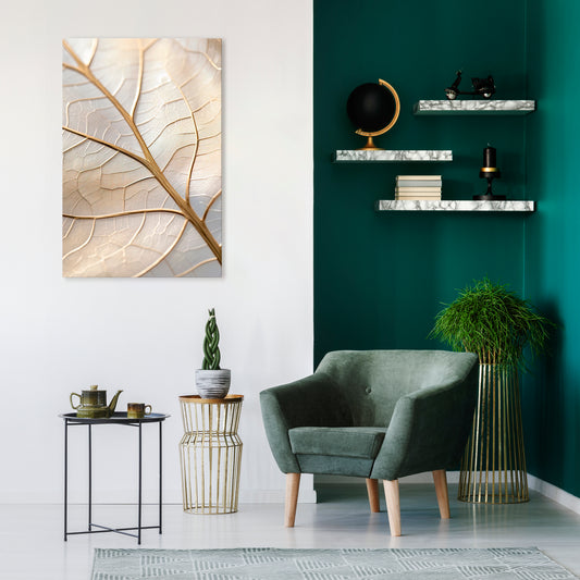 GOLDEN LEAF WHISPERS Vertical Canvas Print