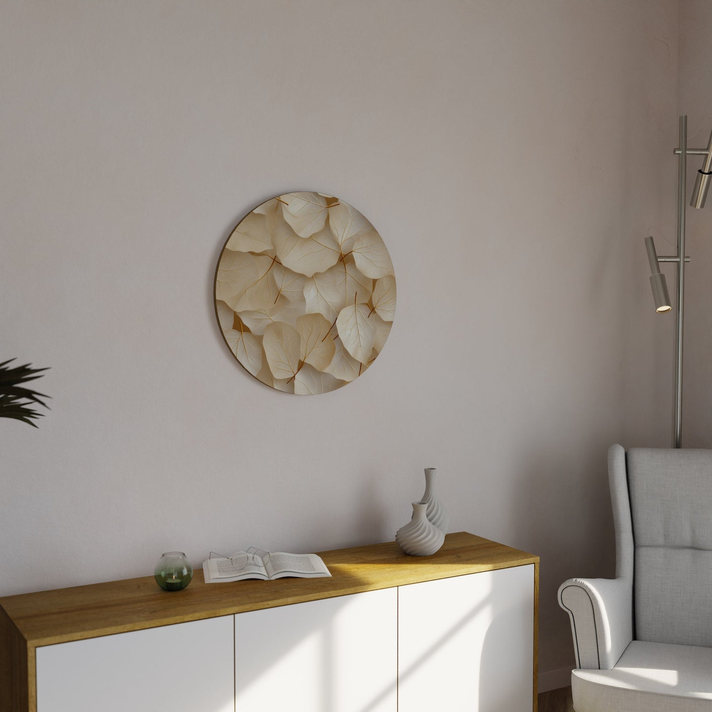 VELLUM LEAF SYMPHONY Round Wall Art