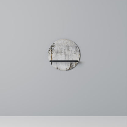FADE IN THE TREES Round Art Shelf In Black Finish