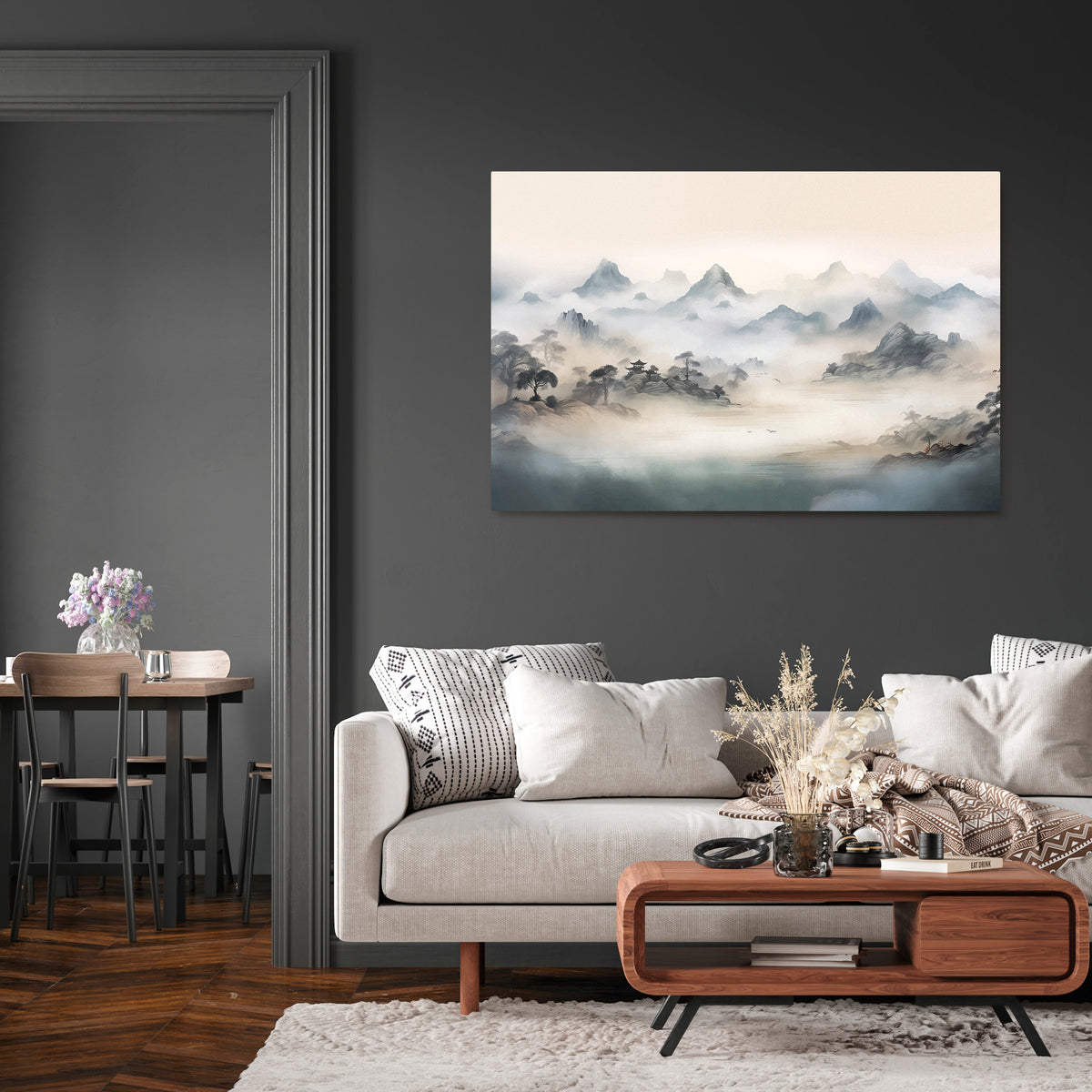 HIDDEN TEMPLE MIST Horizontal Canvas Print