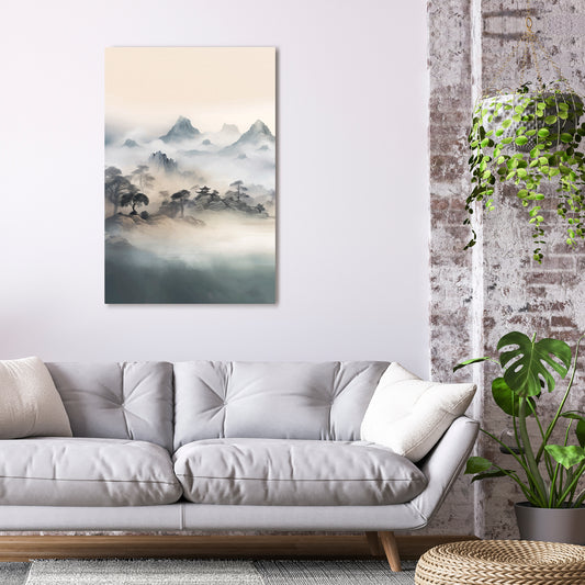 HIDDEN TEMPLE MIST Vertical Canvas Print