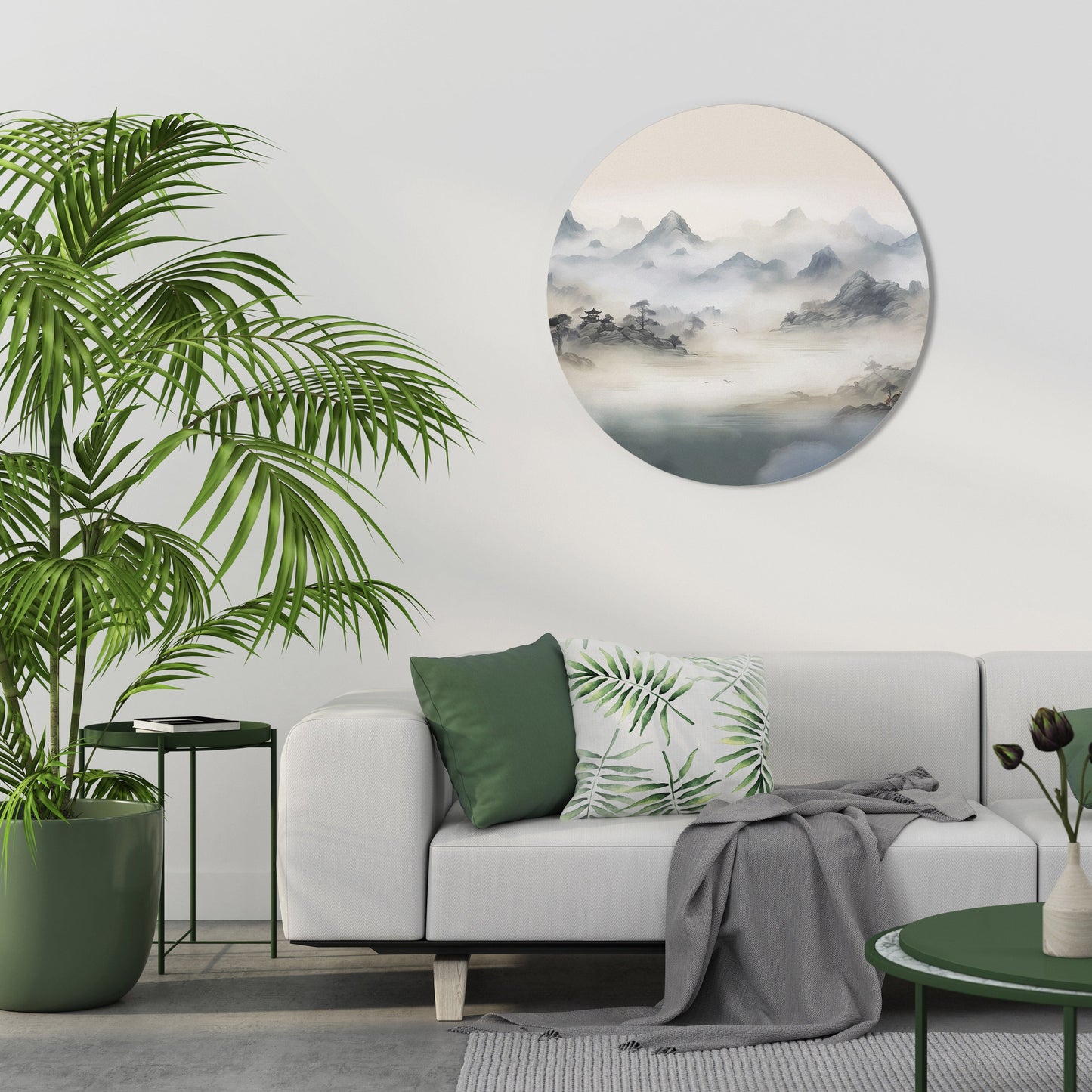 HIDDEN TEMPLE MIST Round Wall Art